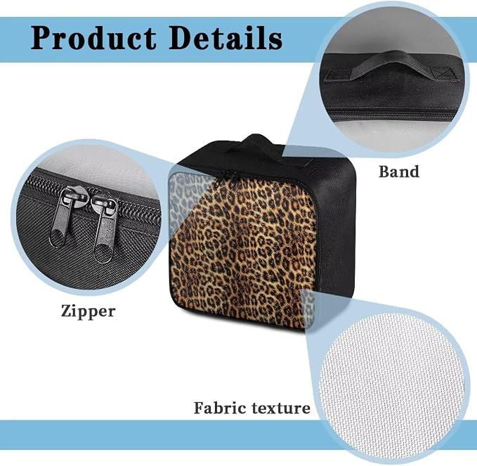 Empty First Aid Bag Leopard Print Medical Bag Empty Large Capacity for Home Office and Travel Use Lightweight Washable Soft Fabric