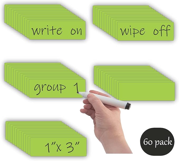 STTMGN Magnetic Dry Erase Labels (1x3,Pack of 60),Name Tags Magnets Sticker,Durable for Classroom&Office&Cabinet&Whiteboard&Refrigerator&Education&Home&More (Green) Saint Patrick's Day Gift