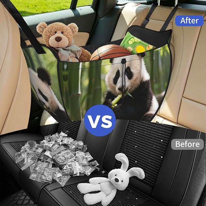 Giant panda Car Seat Organizer-Backseat Storage Bag for Travel | Waterproof Durable. Holds Snacks Gear Essentials. Fits Most Cars.
