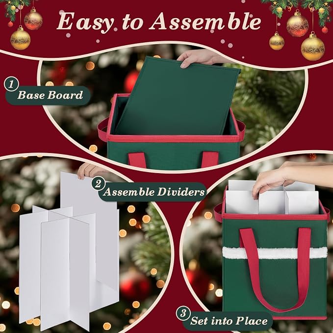 Christmas Nutcracker and Figurine Collectible Storage Box Stores Up to 9 16" Nutcrackers Holiday Ornaments Storage Box with Adjustable Dividers Zippered Top Xmas Decorations Storage Containers