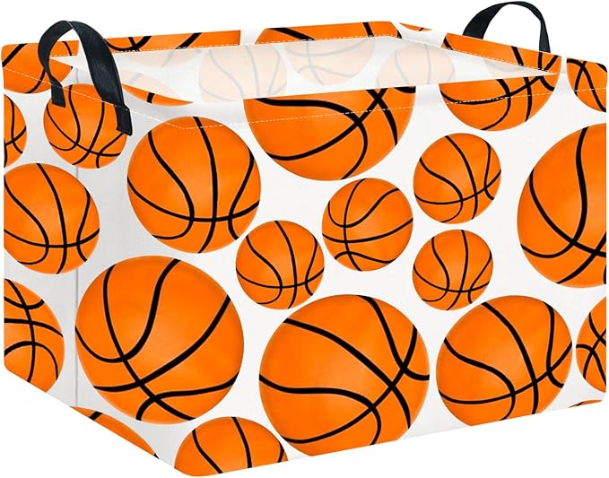 CLOCOR Rectangular Basketball Print Storage Basket Empty,Gift Basket,Books Box,Room Decor(Basketball)