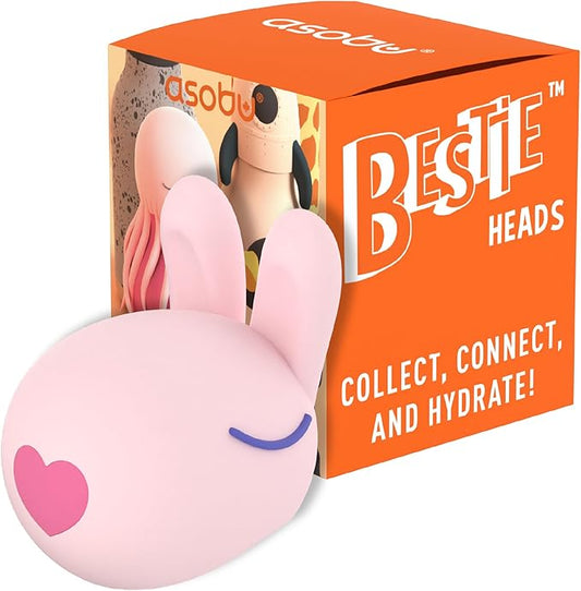 asobu Bestie Bottle Replacement Head For Insulated Stainless Steel Water Bottle, Detachable Soft Animal Head, Collectable Bottle Head for Fun Drinking For Kids, Bunny