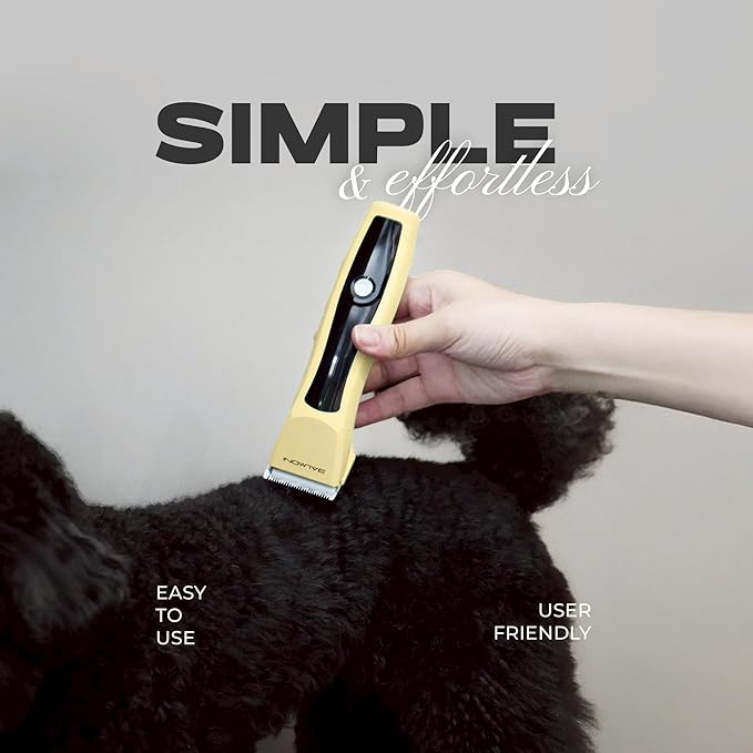 Cordless Pet Trimmer for Dogs & Cats – Rechargeable Grooming Clipper with Detachable Metal Blade, Low-Noise Motor, Supports Optional Blade Lengths (Parent) (Yellow, Combs Bundle)
