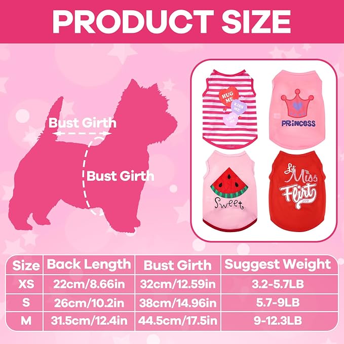 hoyuwak 4 Pieces Pet Shirts Funny Dog Printed Clothes Cool Breathable Puppy Sleeveless Vests Dog Outfit for Summer