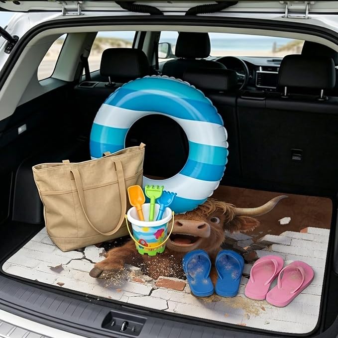 Cute Cattle Cargo Liner for Cars Non Slip Car Trunk Mats Dustproof Cargo Mats for Camping Picnic - Rear Trunk Mat Floor Mat Covers Universal Size 29" x 39" Inch