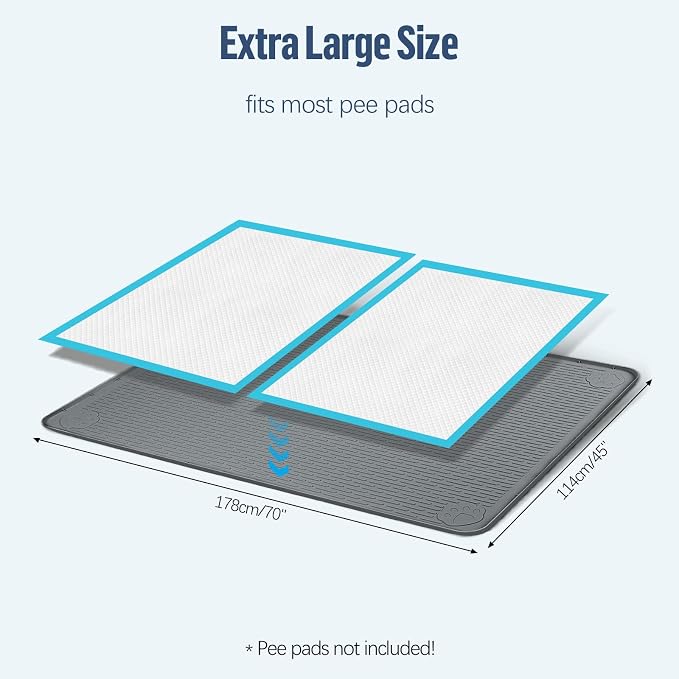 Pee Pad Holder for Dogs 70''x45'' Silicone Puppy Pee Pad Tray, Dark Grey | Extra Large Dog Potty Tray Leak-Proof, High Edge, No Spill Training Pads for Floor Protection, No Pee Pads
