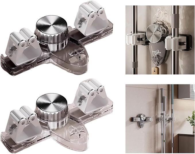 Suction Mop Holder Strong Adhesion Brush Broom Hanger for Smooth Surfaces Easy Installation Bathroom Wall Storage Clip