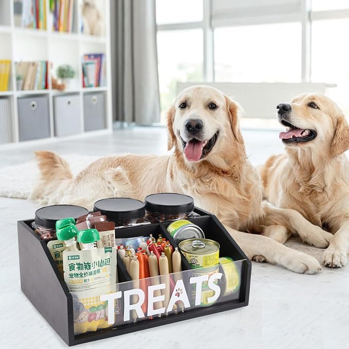 Dog Treat Container cat food container with 3 Jars & Compartments pet treat storage dog treat container trapezoid Cute Pet Treat Organizer