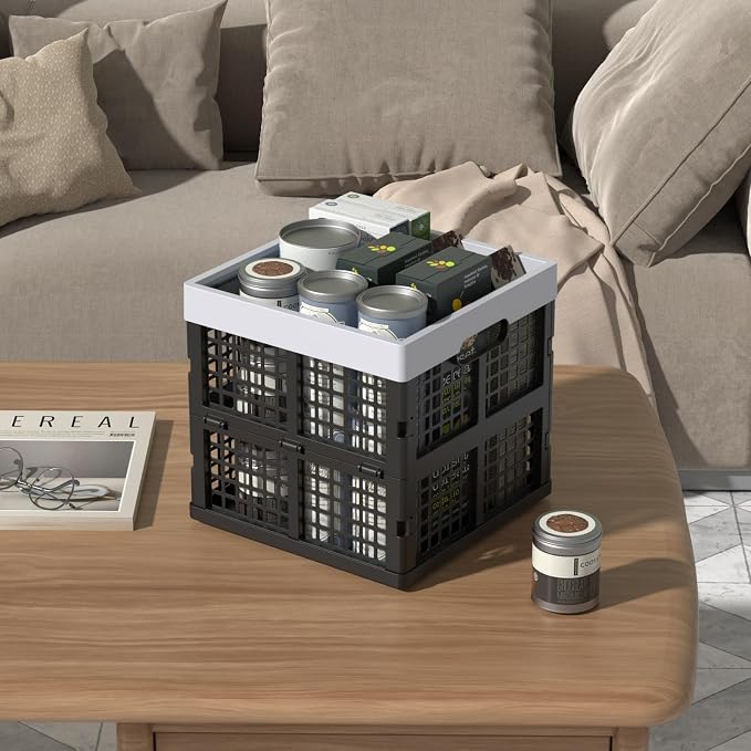 18 L Collapsible Milk Crates, Plastic Stackable Storage Crate, 3-Pack