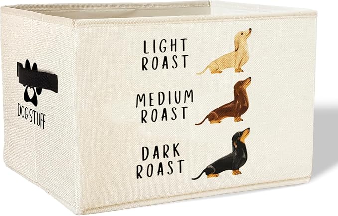 Dog Storage Basket Bins With Handles, Funny Dog Roast Level Foldable Organizer Basket for Bedroom Bathroom Laundry Room Clothes Toys Books, Dogs Lover Gifts for Women Men