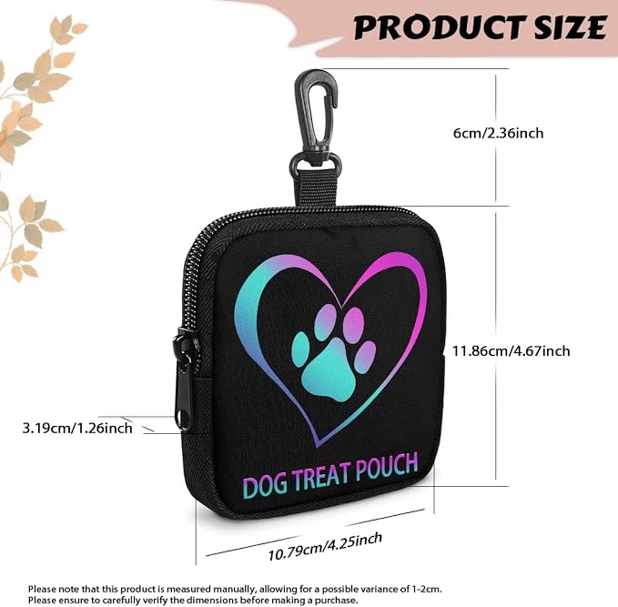 Dog Treat Pouch for Pet Training, Hand Free Puppy Dogs Treat Bag with Carabiner, Portable Pet Dog Walking Bag for Travel or Outdoor Use, Pets Feed Snack Reward Pocket