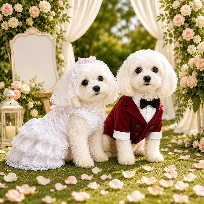 Lovelonglong Bulldog Costume Dog Suit Formal Tuxedo with Black Bow Tie Wedding Clothes for Pugs/French Bulldog/English Bulldog/American Pit Bull Gray B-L
