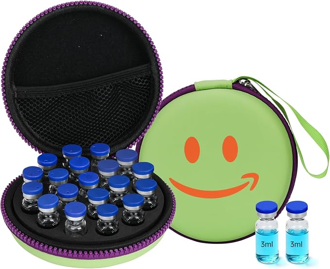 19-Slot Peptide Case for Fridge ＆Travel, Peptide Storage Case for 3ML Vials | Vial Holder Storage for Insulin Vials, Peptide Vials, Ampoules, Sample Vial ect. Fits Diabetics, Traveler, Lab ＆ DIY