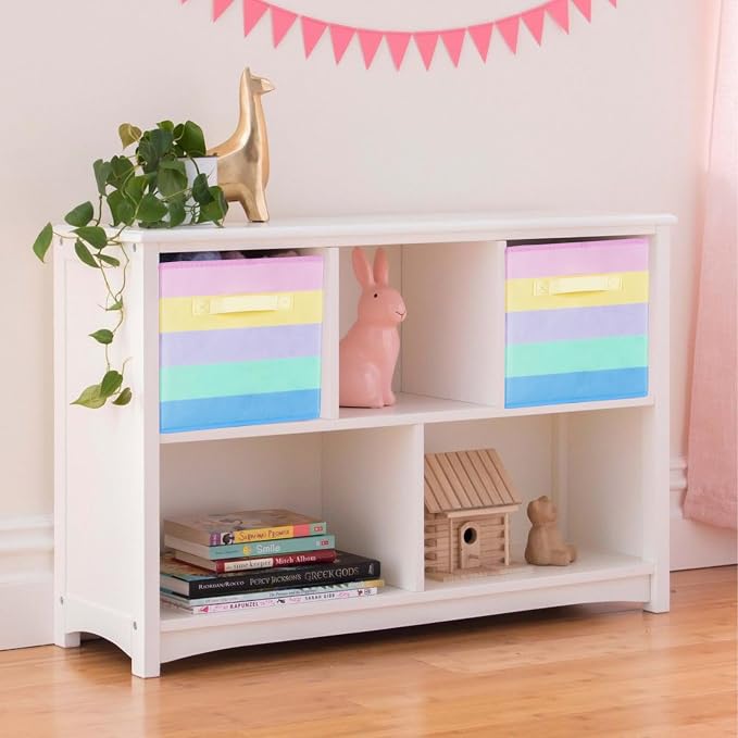 PowerKing Collapsible Storage Cubes, Farbic Storage Bins, Rainbow, 6 Pack | Sturdy, Lightweight, Easy Pull Handle, Closet & Shelf Organizer, Clothes and Toys Storage, 10.5'' x 11'' x 10.5''