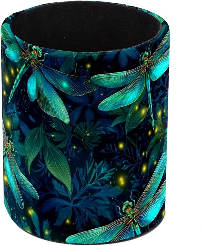 Dragonflies Pen Holder, Pencil Cup Marker Brush Holder Desk Storage Case, Desktop Organizer for School Office Home Supplies