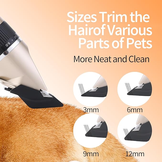 Aovdy Dog Clippers Grooming Kit, Low Noise with Rechargeable, Pet Shaver Cordless Electric Quiet Hair Thick Coats Clippers Trimmers Set for Dogs Cats Rabbit Pets (Gold A)