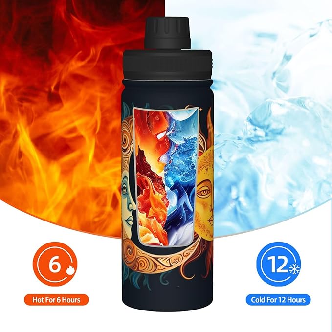 Sun Moon and Stars Water Bottle,18oz Sports Insulated Kettle for Women Men, Suitable as a Present