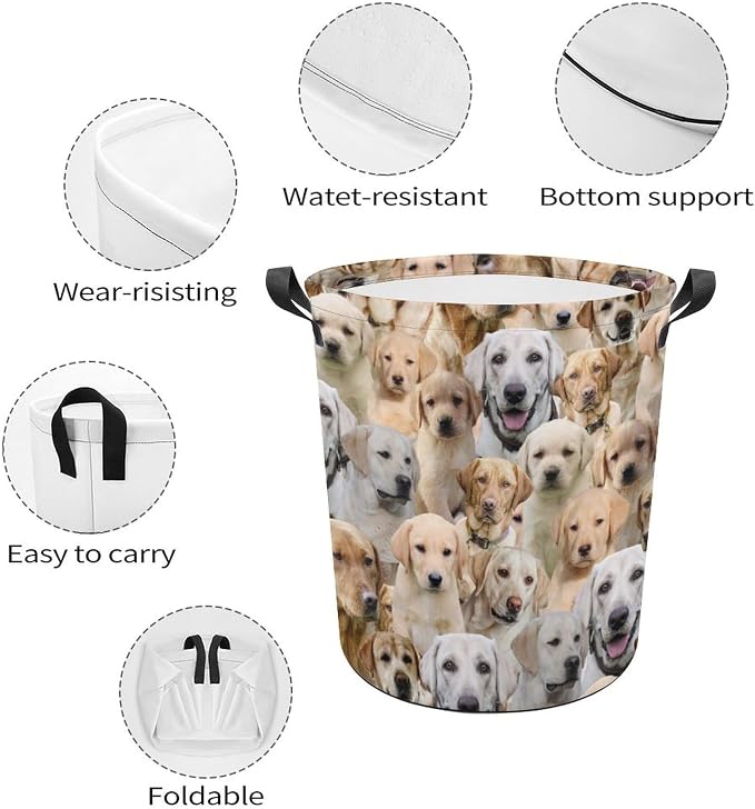 Labrador Dog Lover Gifts, Cute Labrador Print Laundry Basket, Dirty Clothes Basket, Foldable Waterproof Storage Basket for Bedroom Bathroom, Large Storage Basket for Labrador Mom Dog Owner