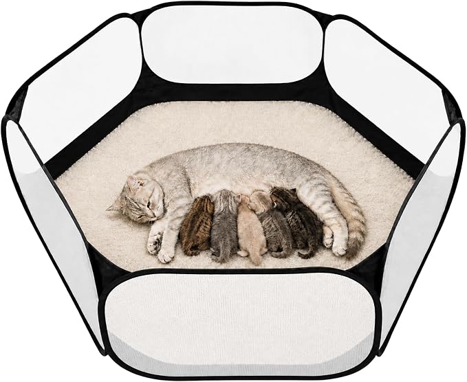 Cat Birthing Box - Whelping Box for Pregnant Cats & Dogs, Portable Foldable Whelping Pool for Pet with Storage Bag