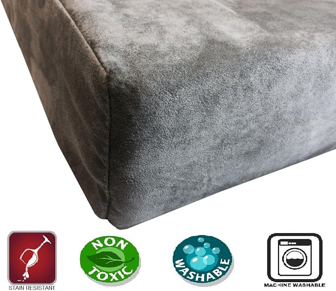 Dogbed4less XXL Orthopedic Gel Infused Cooling Memory Foam Dog Bed for Large Pet, Waterproof Liner, Micro Suede Gray Cover, 55X37X4 Inch