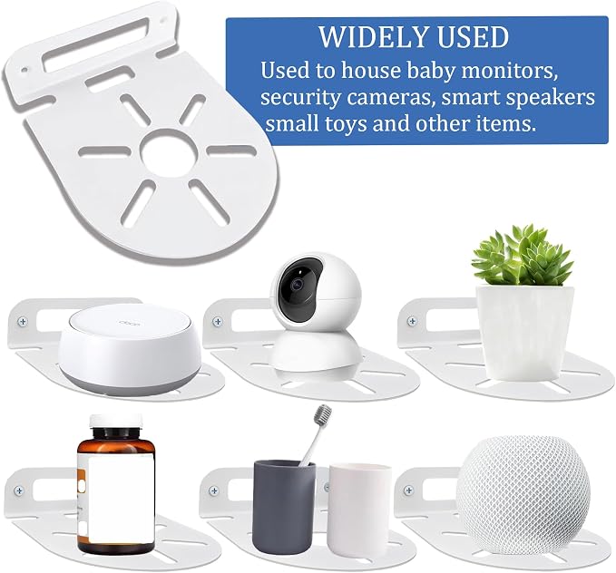 Floating Shelves for Wall Mount Holder for Flower PSecurity Camera for Baby Monitor, Dog Detection, for Bathroom, Bedroom, Living Room, Kitchen, Decor Power Cord Management Space-Saving(1)