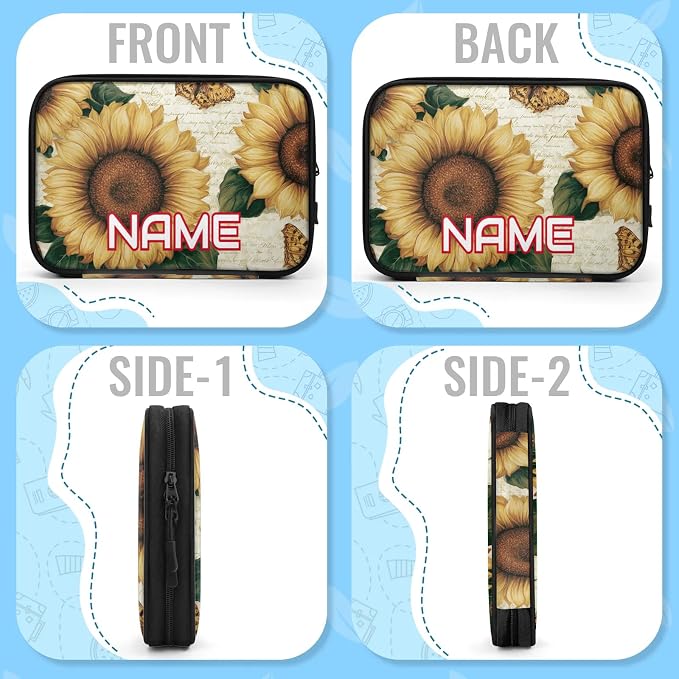 Custom Electronics Organizer Rustic Sunflower Butterfly Travel Cable Pouch Large Tech Accessories Case Waterproof Cord Storage Bag for Power Bank Charger Phone Earphone