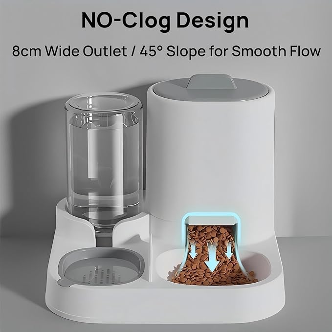 Automatic Cat Feeder and Water Dispenser Set, 2-in-1 Gravity Food Bowl Station for Small Medium Cats Dogs Puppy Kitten Rabbits, Auto Feeding Supplies