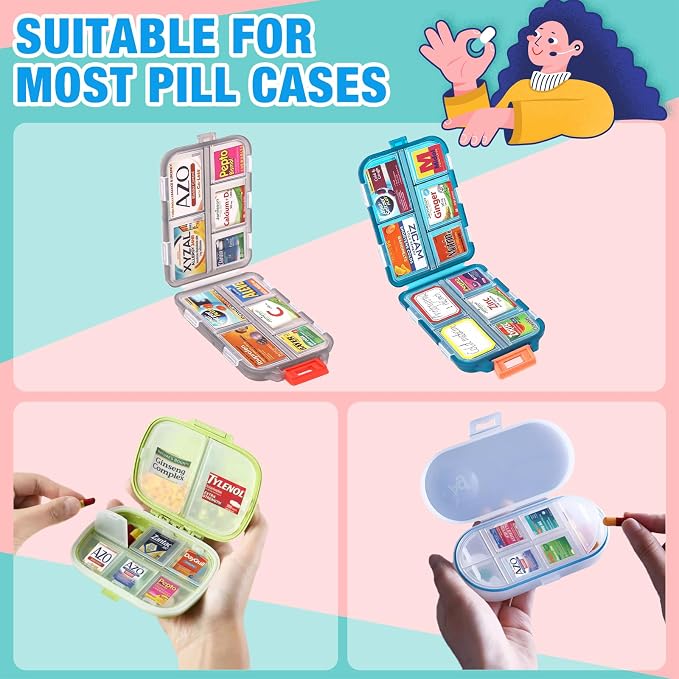 383Pcs Pill Organizer Medicine Labels, Pre-Cut Medicine Stickers Travel Daily Pill Container Labels with 34 Sheets Pill Box Labels Pill Organizer Stickers of Brands+4 Sheets Blank Stickers(351+32PCS)