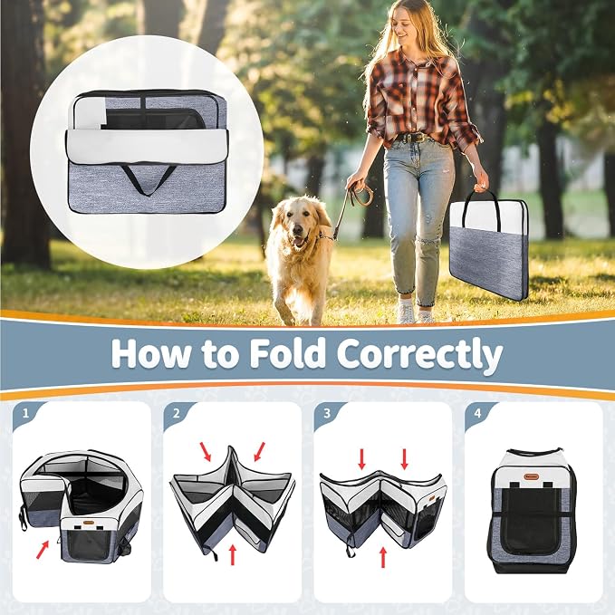 Seiyierr Dog Playpen, Portable Pet Play Pen Foldable Carrying Case, Puppy Pens Outsid for Small Cat Indoor/Outdoor, Removable Mesh Shade Cover