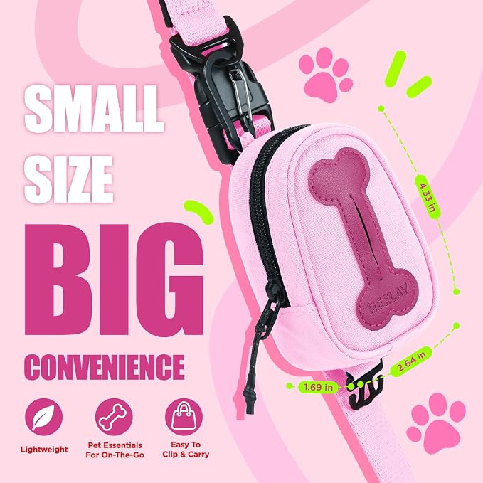 Dog Poop Bag Holder for Various Leashes,Hands Free Dog Bags Holder with Hook loop/Carabiner Clip,Bags Rolls Holder-Large Capacity,Dogs Walking,EXCLUDED