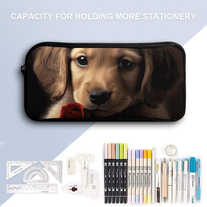 Pencil Pouch Cute Pet Dog Pencil Case Zipper Storage Bag Portable Pen Bag Desk Organizer Marker Pen Case Small Makeup Bags