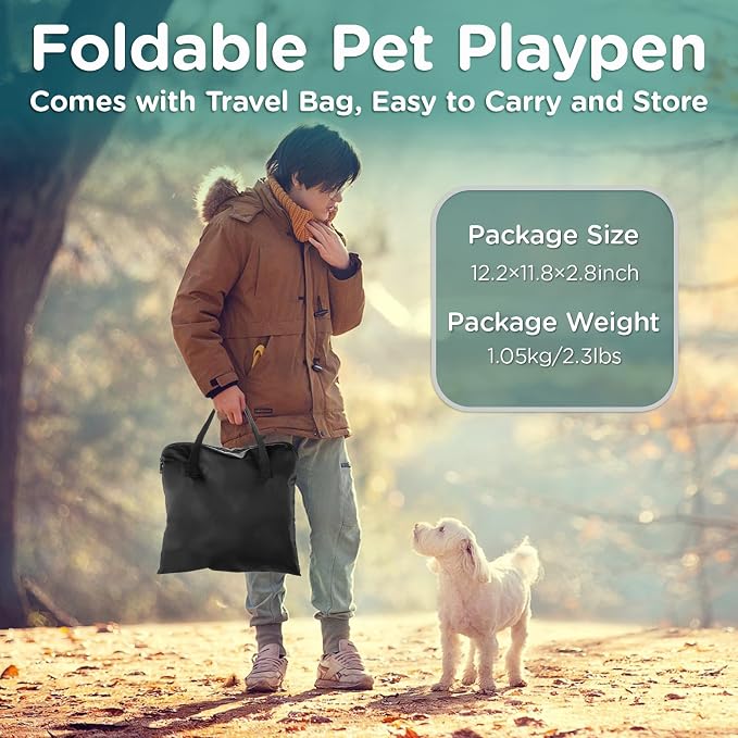 Paw Ballet Foldable Pet Kitten Playpen, Waterproof Portable Dog Cat Playpen Kennel Tent for Small Cat Dog, Retractable Shade Cover with Free Carrying Case, Indoor Outdoor Use for Small Animals.