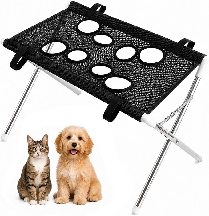 Pet Grooming Hammock for Dogs, Small Dog Bathing Wash Helper (Black) | Hanging Harness with Stand for Nail Trimming, Ear Cleaning & Bathing, Fits Small Breeds, Quick-Dry Mesh, Easy to Use At Home