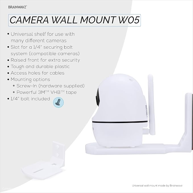Screwless Wall Mount Small Shelf for Baby Monitors, Security Cameras, Speakers, Decor, Plants & More, Strong VHB Adhesive with Screw in Option, Easy to Install, No Mess Shelves by Brainwavz