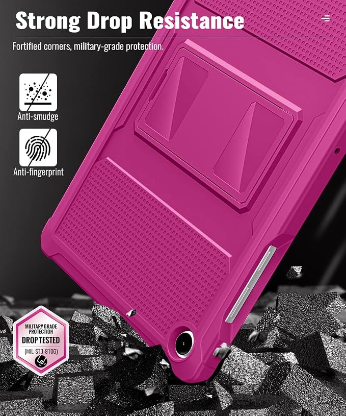 MoKo Shockproof Case Fit Samsung Galaxy Tab A11+ Plus/ A9+ 11 Inch | with Screen Protector, Heavy Duty Shockproof Protective Case, Fuchsia
