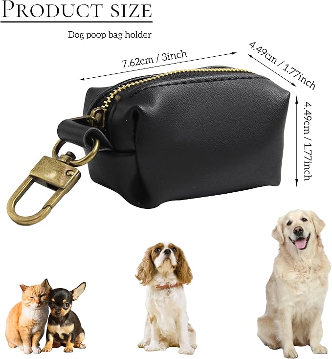 Dog Poop Bag Holder For Leash,Custom Leather Dog Poop Bag Holder,Outdoor Dog Poop Bag Dispenser,Garbage Bag Organizer For Easy Access,Pet Waste Bag Dispenser (Navy Blue)