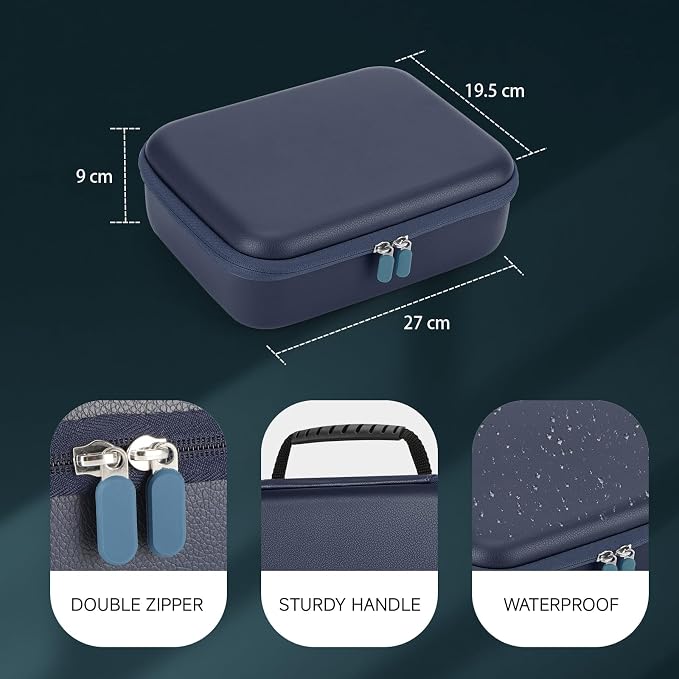 Hard Barber Accessories Case for Hair Clippers Mens Hair Cutting Barber | Barber Supplies Holder, Trimmer Organizer Storage Bag for Hair Cutting, Guard Grooming Kit (PU Navy Blue)