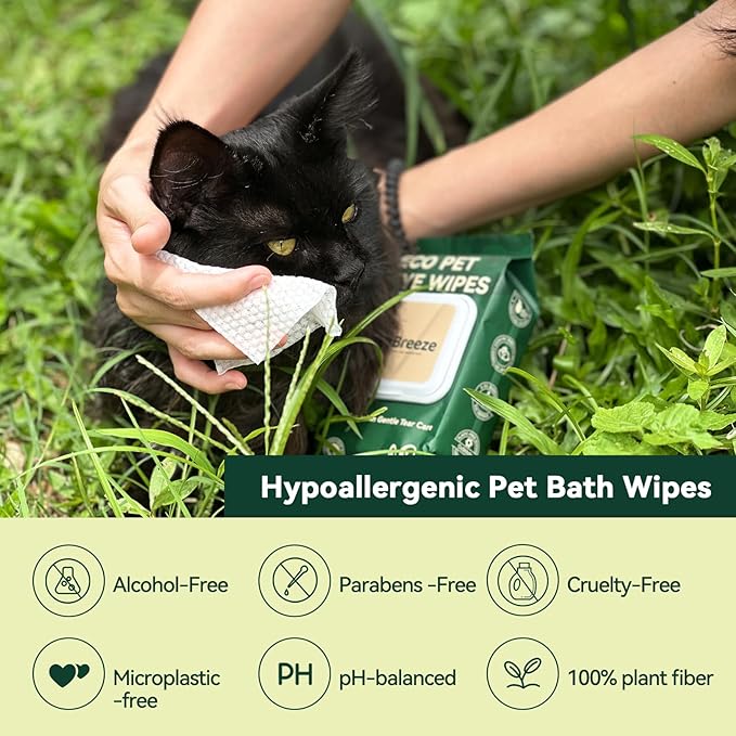 Eye Wipes for Dogs & Cats, Gently Remove Tear Stains, Debris & Discharge, Hypoallergenic Pet Eye Cleaner for Eyes, Wrinkles & Face, Unscented with Natural Coconut Oil & Provitamin B5, 100ct