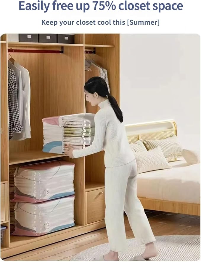 3D Vacuum Storage Bags for Bedding and Clothes Upright Organizers with Zippers Seal for Closet Dorm Moving Clothes Storage Bags