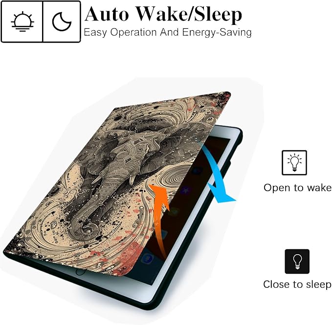 for Microsoft Surface Pro 8-13" 2021 Tablet Case,Auto Wake/Sleep,Adjustable Stand Protective Cover - Vintage Elephant Totem