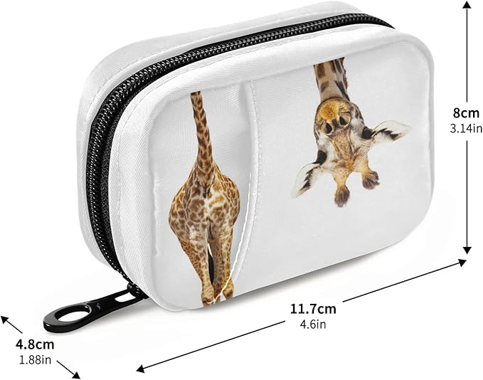 Funny Giraffe Pill Box 7 Day Pill Case Travel Pill Organizer Bag with Zipper Portable Weekly Case Compact Size for Vitamin Supplement Holder