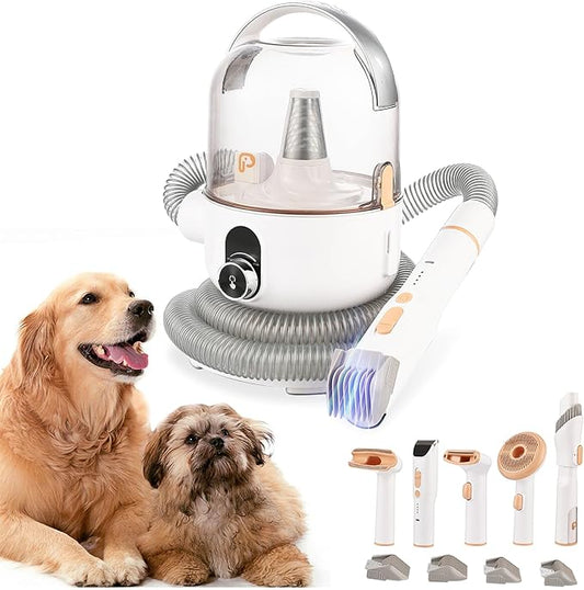 Hipicute Dog Grooming Vacuum Kit, 11Kpa Suction Power Pet Hair Vacuum for Shedding Grooming with 2L Large Capacity Hair Storage, 5 Professional Pet Grooming Tools for Dogs Cats