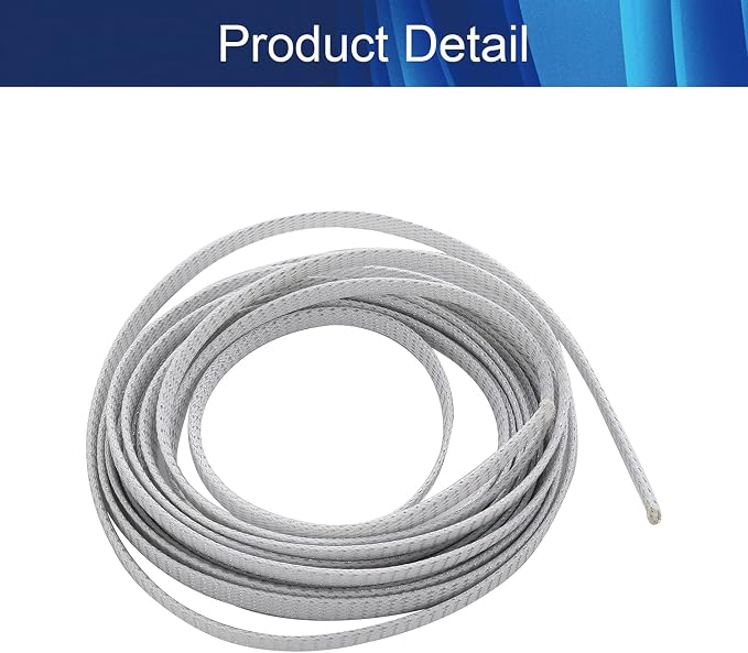 Jutagoss PET Expandable Braided Cable Sleeve, 16.4ft - 3/8 inch Silver White Cable Management Sleeve, Wire Loom Tube Cord Protector for USB Cable, Power Cord, Audio Video and More, 1Pc
