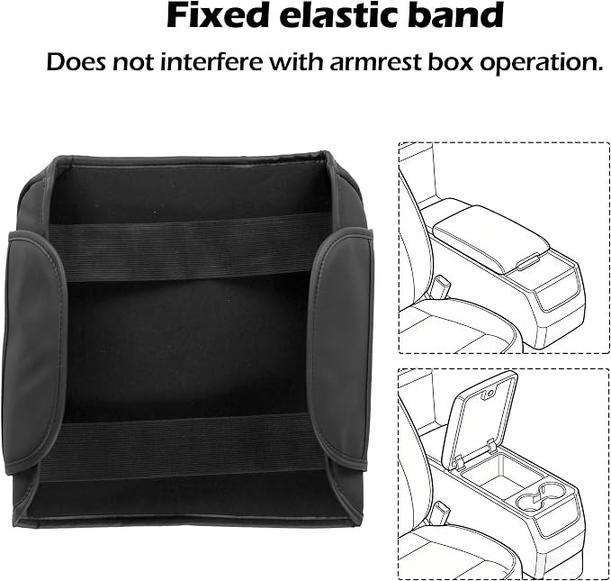 Center Console Cover for 2021-2025 2026 Ford F150, 2022-2026 F150 Lightning Work Surface Console Armrest Cushion Leather Protector Interior Accessories (with Pockets Storage Bag)