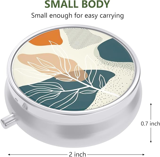 Nipichsha Pill Box, Small Pill Case for Purse & Pocket, Cute Travel Medicine Organizer, Portable Medicine Container Holder to Hold Vitamins, Medication, Fish Oil & Supplement, Desert Leaf | Cute Travel Medicine Organizer, Portable Medicine Container Ho...