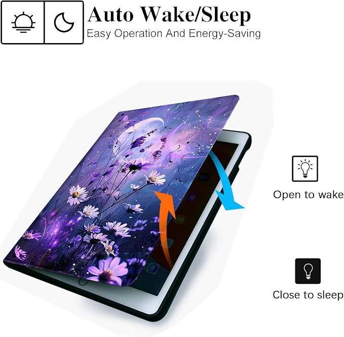 for Microsoft Surface Pro X/Pro X Plus-13 2019/2020/2021/2024 Tablet Case,Auto Wake/Sleep,Adjustable Stand Protective Cover - Purple Dreamy Flower
