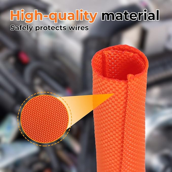 3/4 inch Split Braided Cable Management Sleeve for USB Cable Power Cord Audio Video Cable, High-Temperature Automotive Harness Wire Loom Cord Protector from Cat Dog Chewing (Yellow, 10FT)