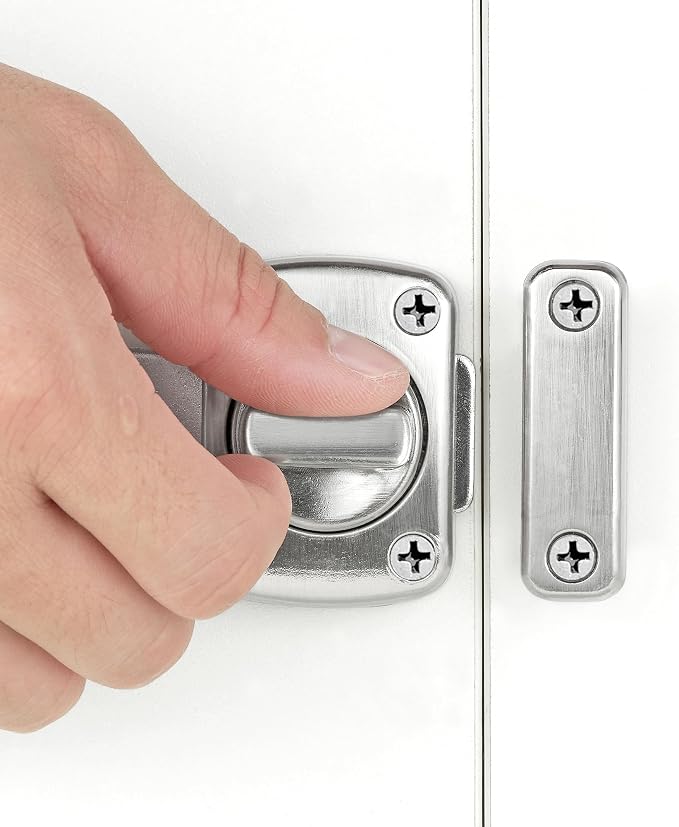Silvery Rotate Bolt Gate Latches,Zinc Alloy Rotary Switch Cabinet Lock | Slide Bolt Latches Lock,Pet Door Lock, for Drawer,Storage Box,Cabinets,Locker, Closet,Pet Cage,Wine Cabinet,Protect Privacy