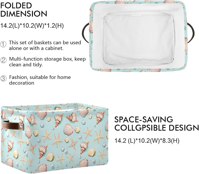 Wamika Citrus Lily Flowers Storage Basket with Waterproof Liner and PU Handles Orange Turquoise Storage Bins Boxes 14.2" Collapsible Decorative Organizer Baskets for Bedroom Closet Office 1 Pack