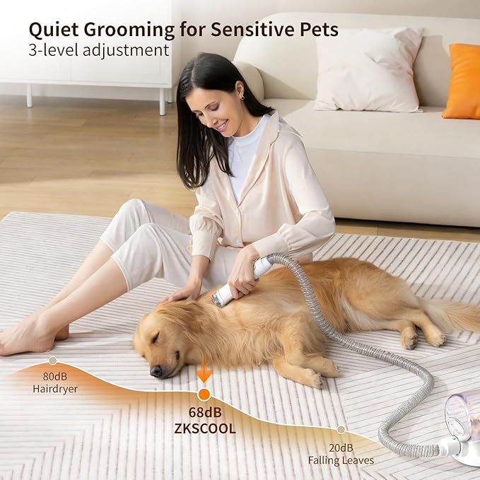 Dog Grooming Kit & Dog Grooming Vacuum with Suction, 6 in 1 Pet Grooming Vacuum for Shedding, Low Noise Dog Hair Vacuum with 1.5L Cup, Electric Dog Clippers for Grooming Thick Hair Cats & Dogs